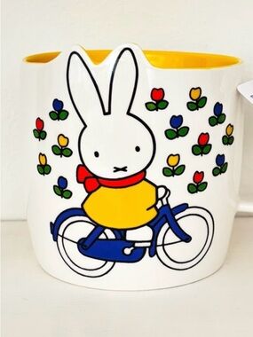Miffy White Ceramic Mug with Bike and Flowers